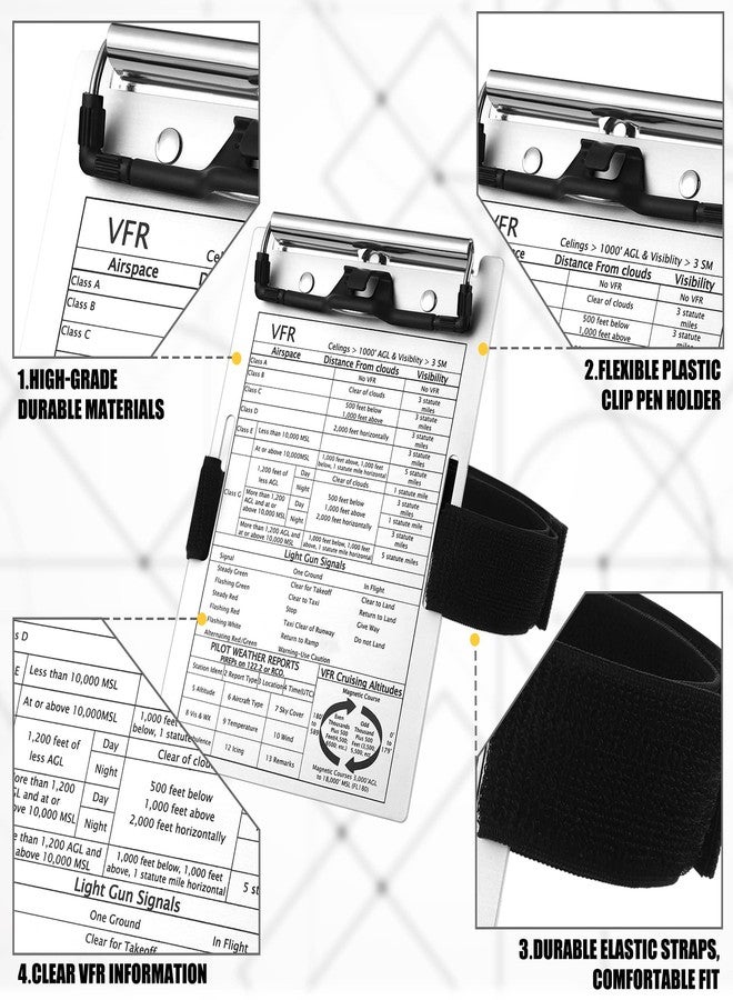 Eaasty 2 Set Pilot Kneeboard,Vfr Aviation Kneeboard,Aluminum Pilot Writing Board Notepad Clipboard with Pen Holder Knee Boards with Elastic Strap for Flying Writing Accessories Gifts - Image 3